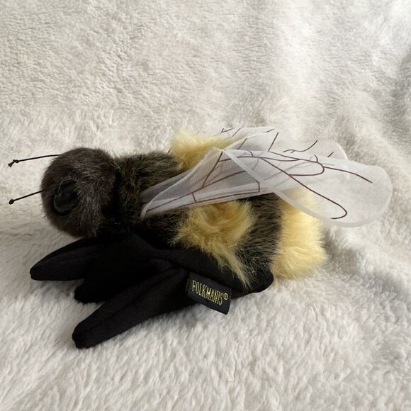 Folkmanis Yellow Honey Bee Hand Puppet Glove 6” Plush Stuffed Toy - Picture 1 of 8